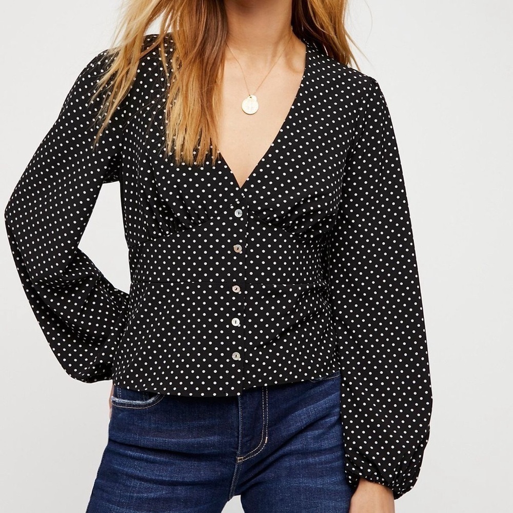 FREE PEOPLE Love Street Top In Black